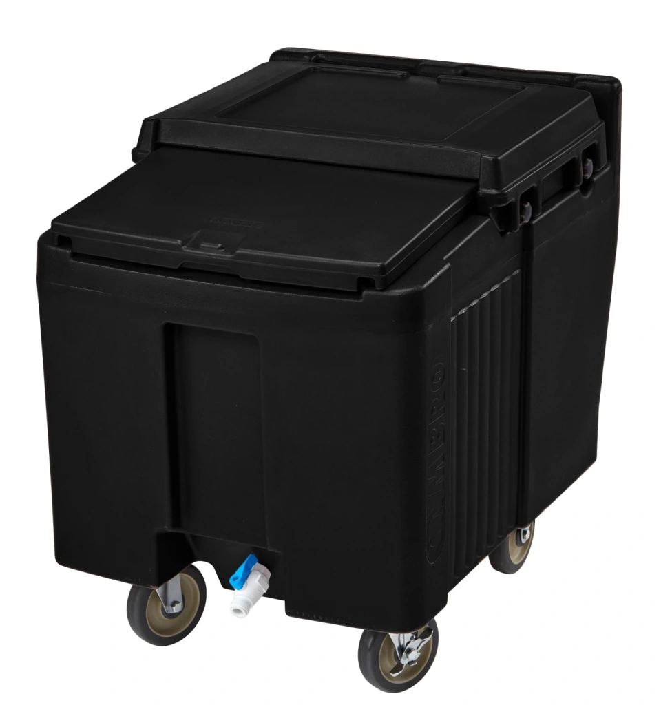 Cambro Bac &agrave; glace &agrave; couvercle coulissant de 125 lb 57 kg - noir (110)