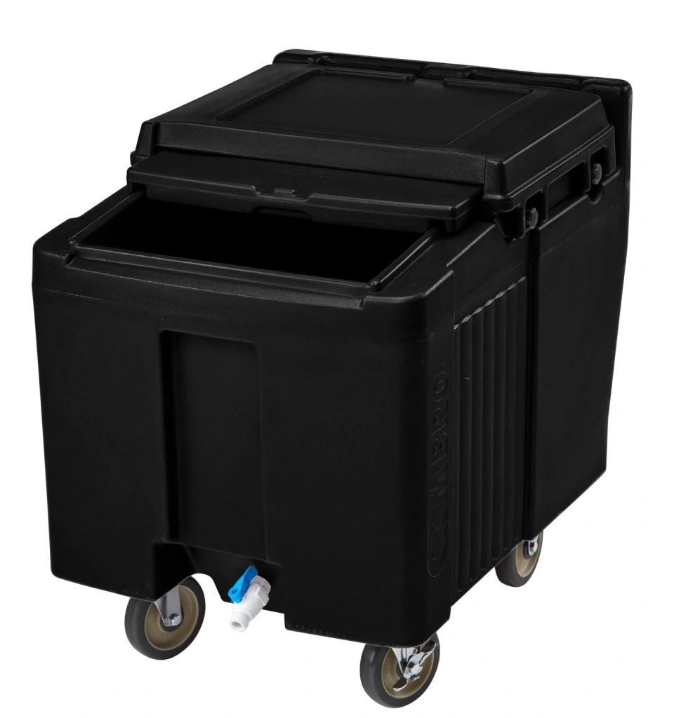 Cambro Bac &agrave; glace &agrave; couvercle coulissant de 125 lb 57 kg - noir (110)