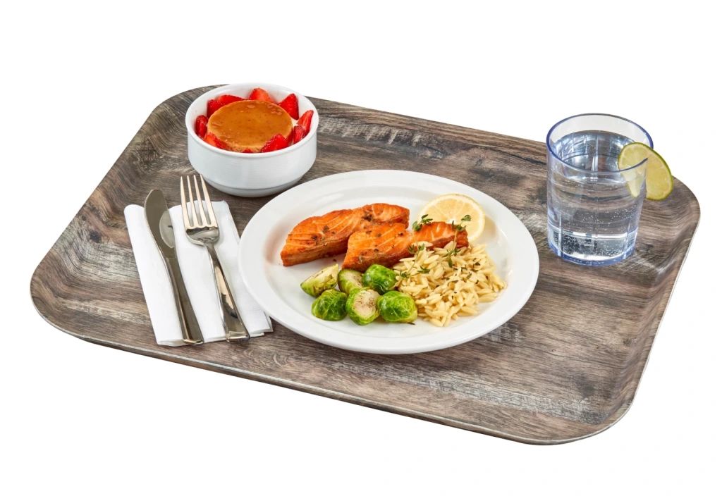 Cambro Camtrays der Dcor-Serie mit strukturierter Oberfl&auml;che &ndash; dunkle Eiche (825)