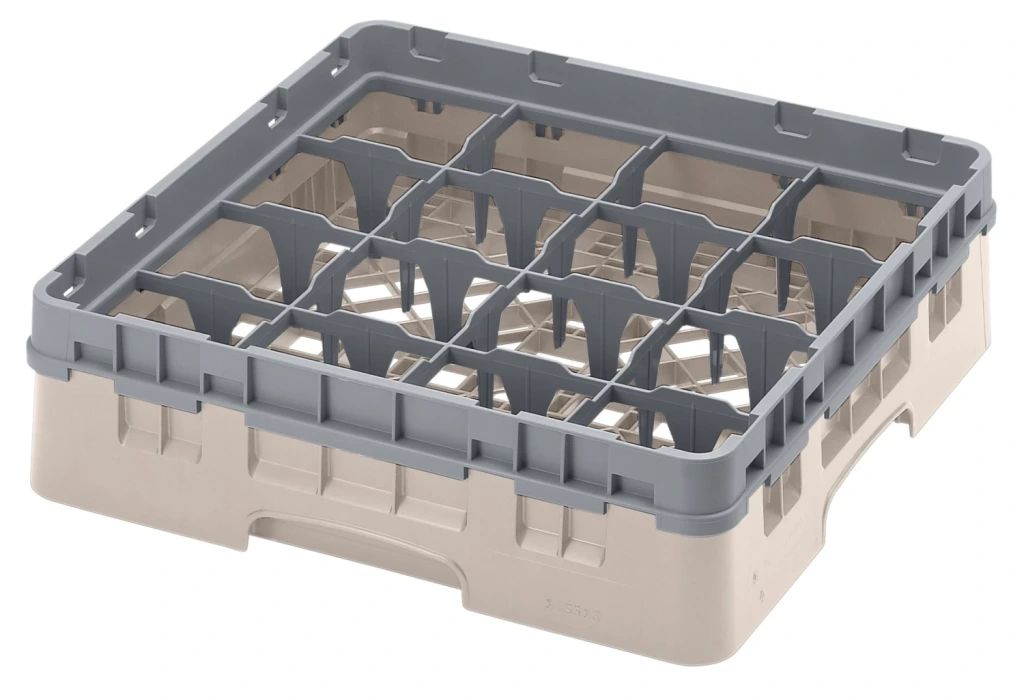 Cambro Camrack, 16 F&auml;cher, maximaler Glasdurchmesser 4,38&nbsp;111&nbsp;cm, Gestelle in voller Gr&ouml;&szlig;e &ndash; Beige (184)