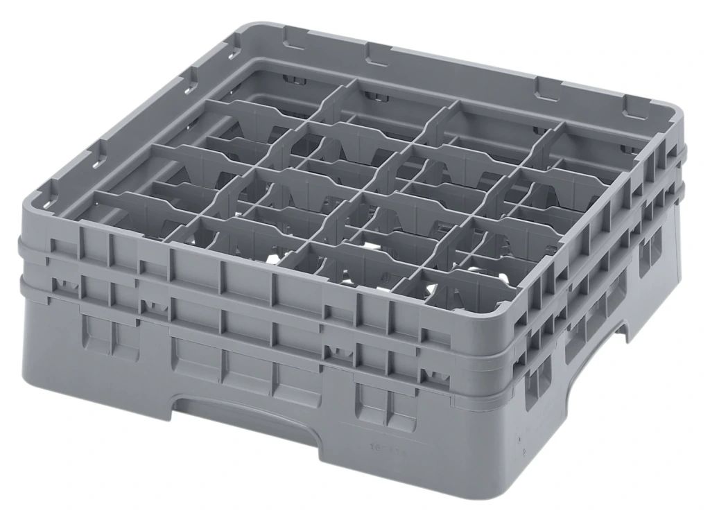 Cambro Camrack 16 compartimentos Di&aacute;metro m&aacute;ximo de vidrio 4,38 x 11,11 cm Estantes tama&ntilde;o completo - Gris suave (151)