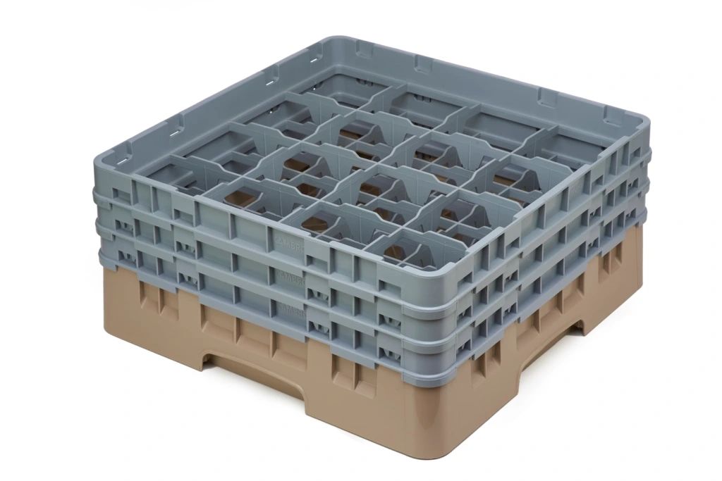 Cambro Camrack 16 compartimentos Di&aacute;metro m&aacute;ximo de cristal 4 rejillas de 38 a 1111 cm Tama&ntilde;o completo - Beige (184)