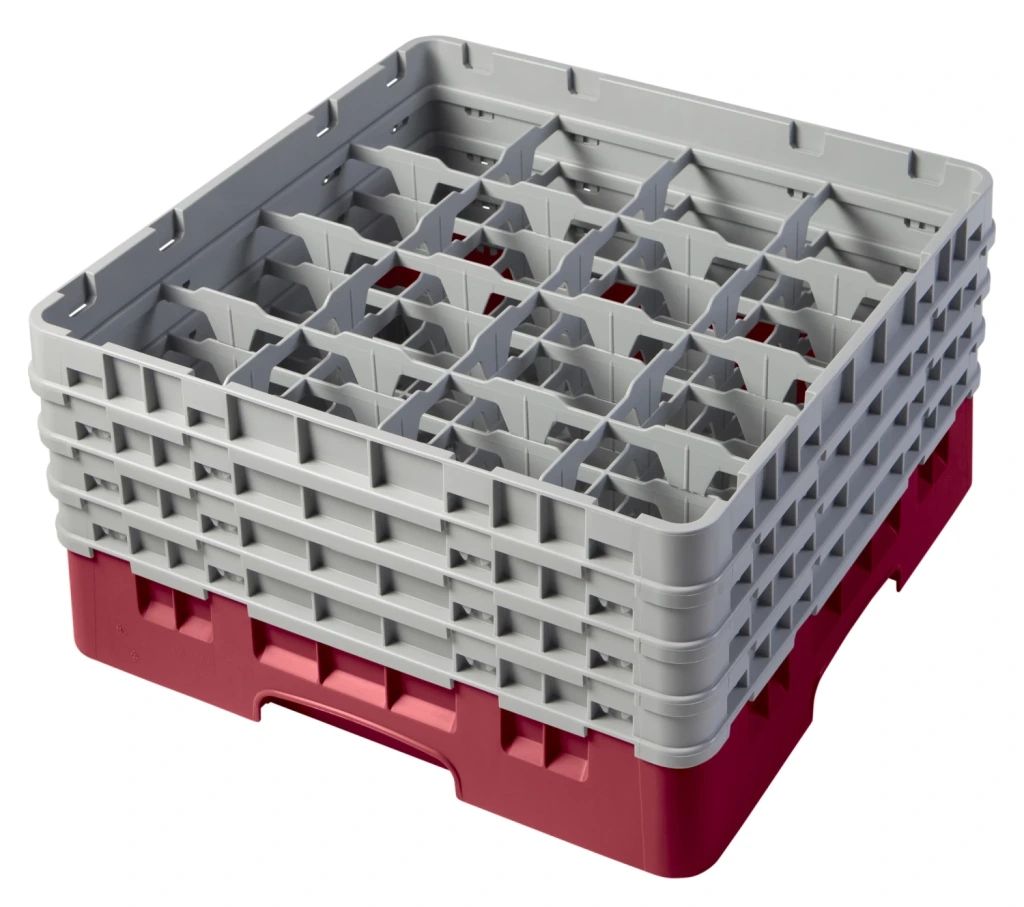 Cambro camrack 16 compartment maximum glass diameter 4 38 1111 cm racks full size - cranberry (416)