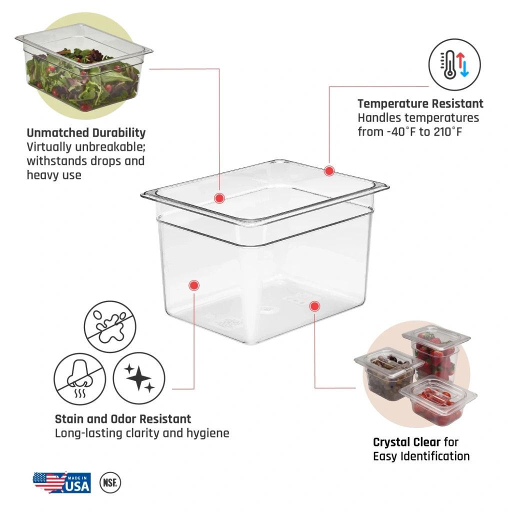 Cambro Sartenes Camwear de tama&ntilde;o medio, transparentes (135)