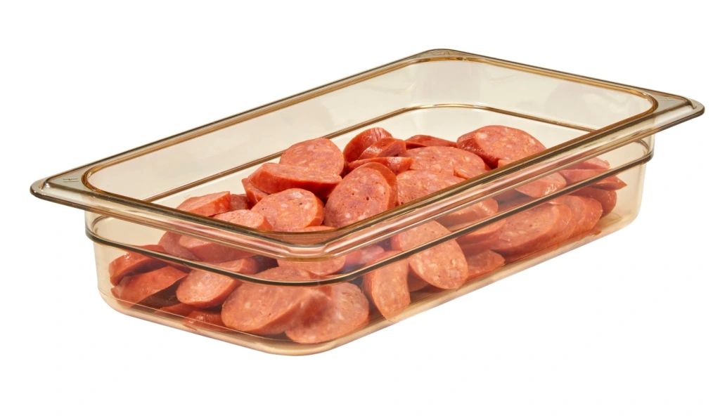 Cambro Sartenes para alimentos de alta temperatura de tama&ntilde;o 1/3 h-pan - color &aacute;mbar (150)