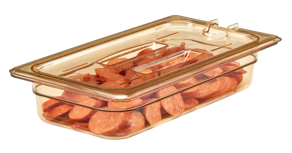 Cambro Sartenes para alimentos de alta temperatura de tama&ntilde;o 1/3 h-pan - color &aacute;mbar (150)