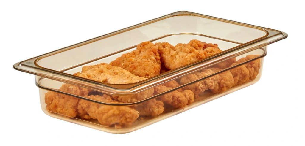 Cambro Sartenes para alimentos de alta temperatura de tama&ntilde;o 1/3 h-pan - color &aacute;mbar (150)