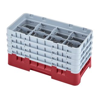 Cambro Camrack 8 compartiments diam&egrave;tre maximum du verre 4 116 103 cm racks demi-taille - canneberge (416)