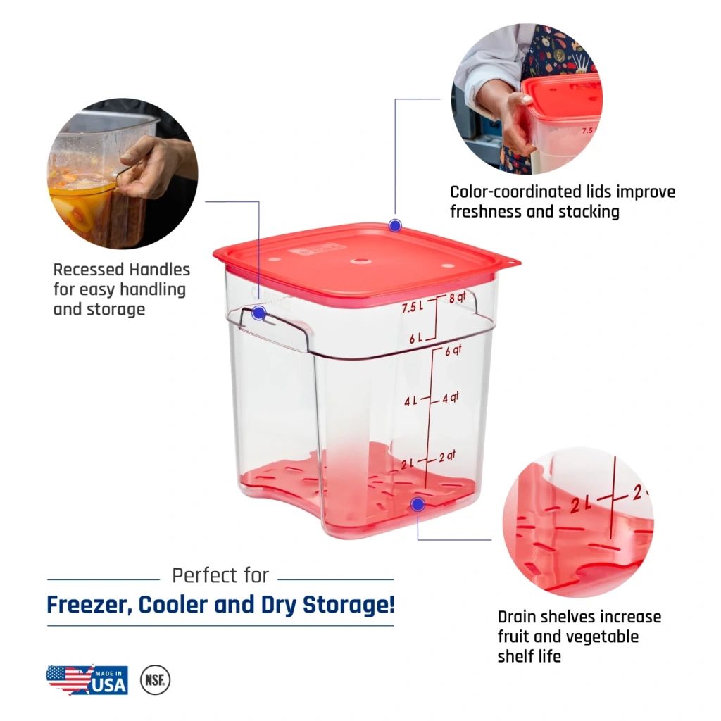 Cambro camsquares 8 qt 76 l freshpro matf&ouml;rvaringsbeh&aring;llare camwear - klar (135)