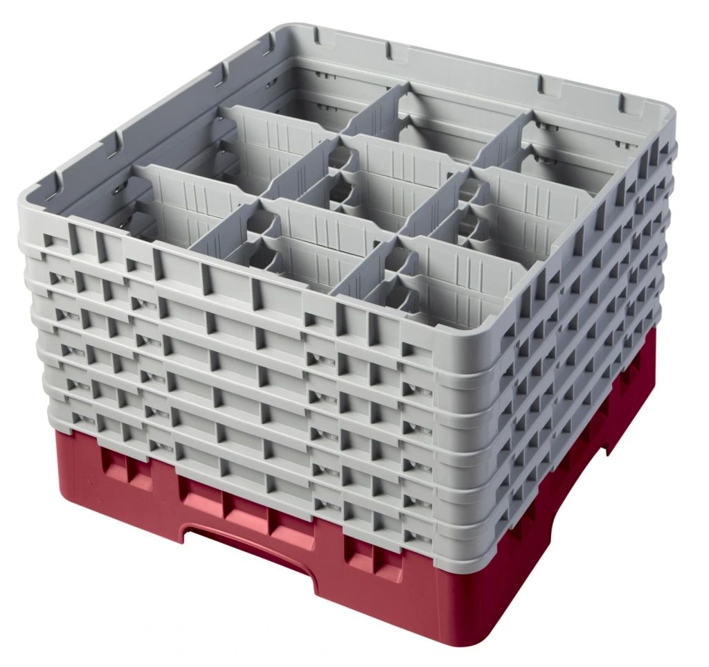 Cambro Camrack 9 F&auml;cher maximaler Glasdurchmesser 5 78 149 cm Gestelle in voller Gr&ouml;&szlig;e - Cranberry (416)