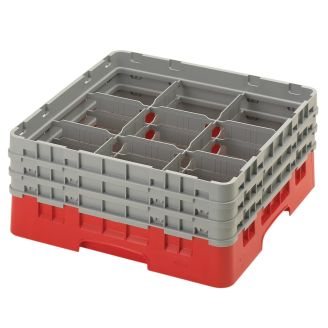 Cambro Camrack 9 compartiments diam&egrave;tre maximum du verre 5 78 149 cm racks pleine taille - rouge (163)