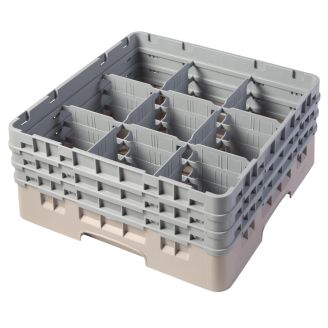 Cambro Camrack 9 compartiments diam&egrave;tre maximum du verre 5 78 149 cm racks pleine taille - beige (184)
