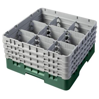 Cambro Camrack 9 compartiments diam&egrave;tre maximum du verre 5 78 149 cm racks pleine taille - vert sherwood (119)