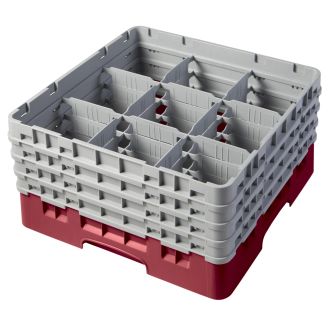 Cambro Camrack 9 compartiments diam&egrave;tre maximum du verre 5 78 149 cm racks pleine taille - canneberge (416)
